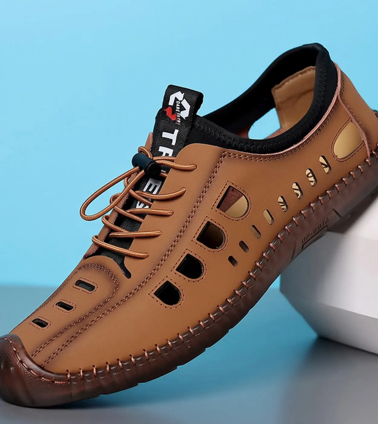 2023 Estate Uomo Sandali Allaperto Comfort Traspirante Scarpe In Pelle Elastica Da Uomo Moda Maschile Piatta Casual Pelle Trafo