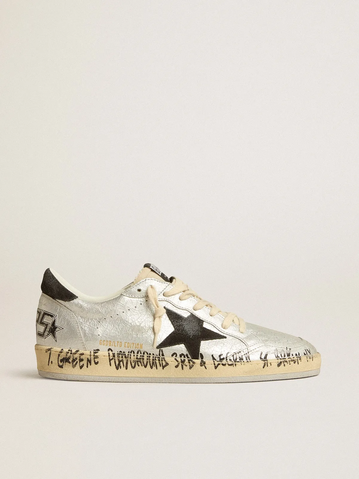 Ball Star LTD in pelle argento con stella e talloncino in suede grigio
