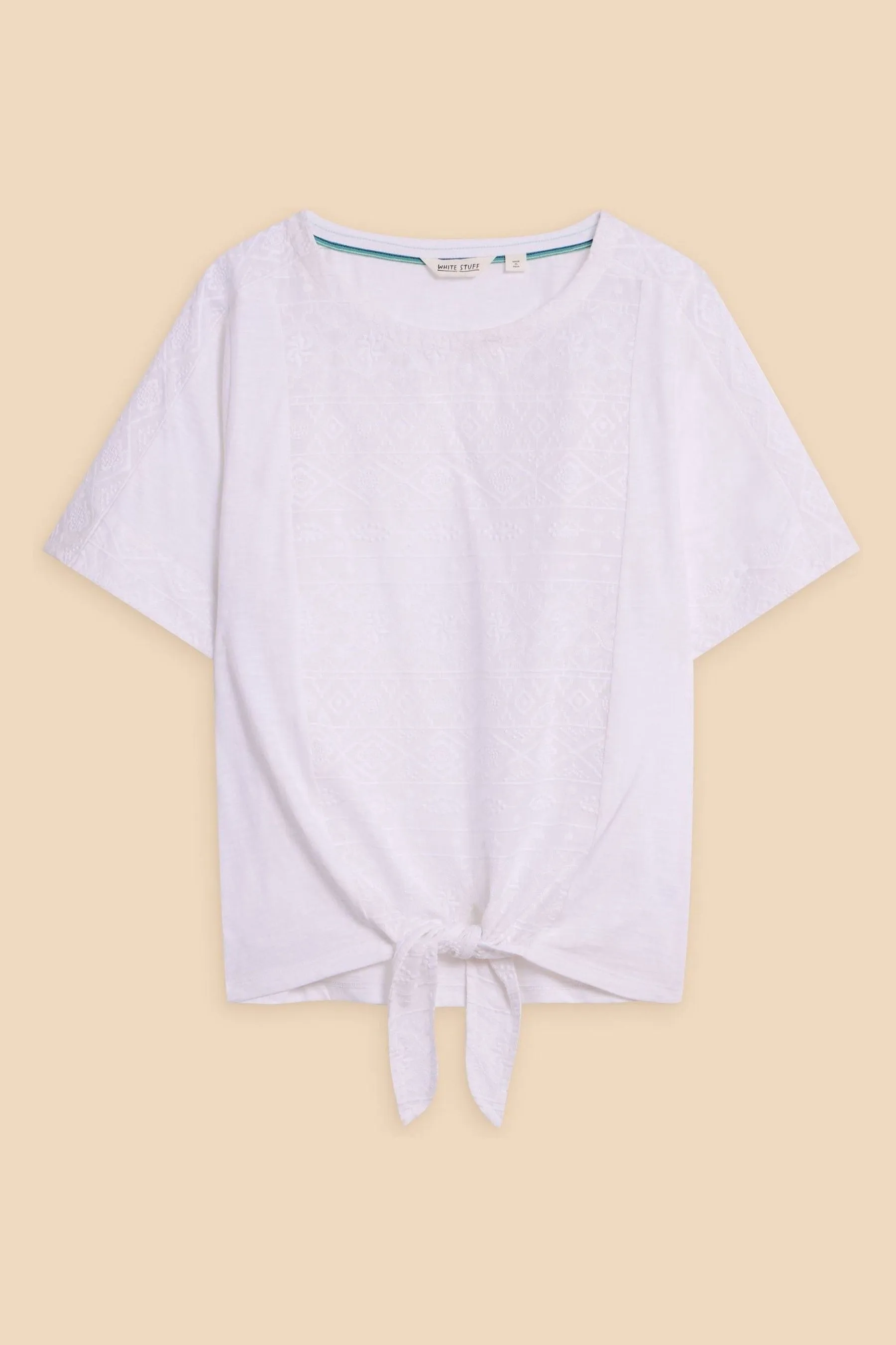 Bianco - Stuff - Top ricamato con laccetti sul fondo