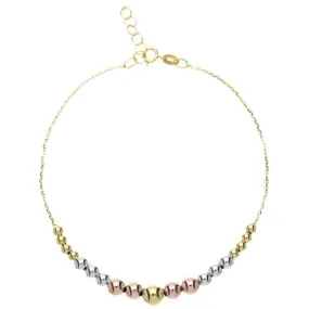 BRACCIALE DONNA CON SFERE A SCALARE IN ORO GIALLO BIANCO E ROSA 18 KT