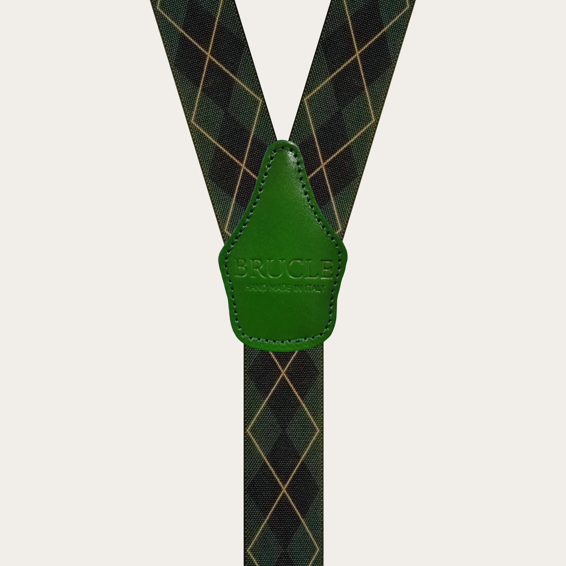 Bretelle unisex a Y con motivo a quadri verde