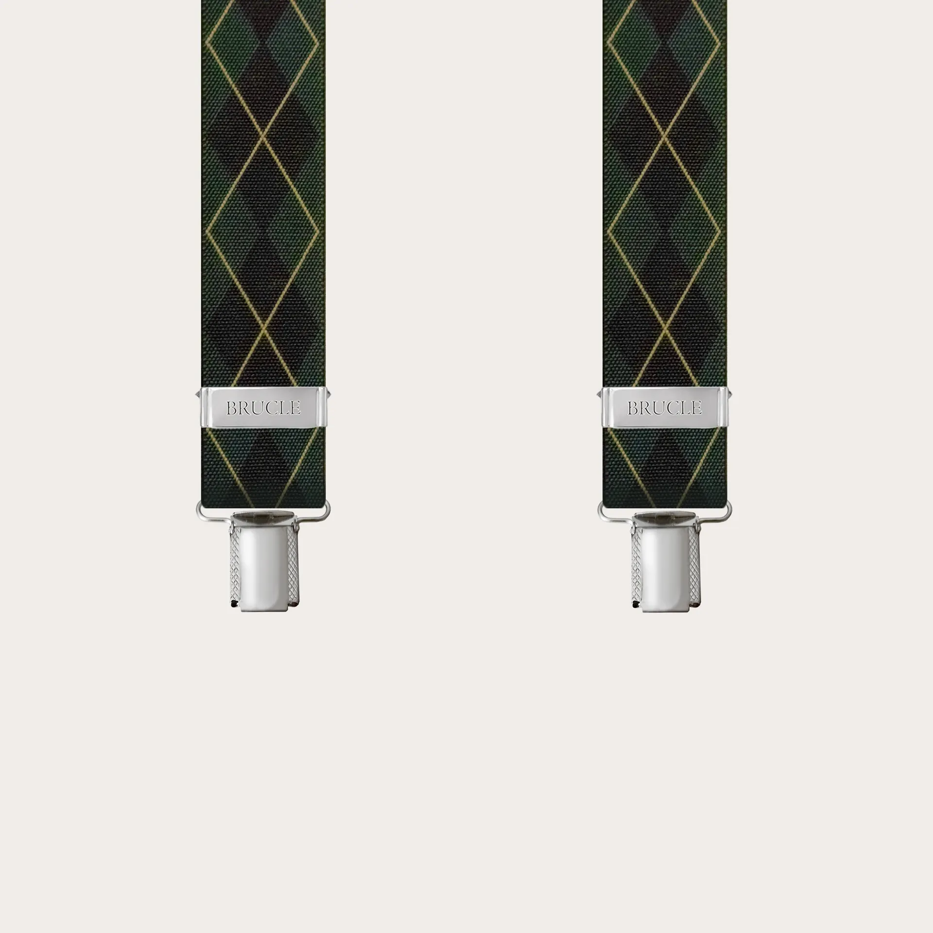 Bretelle unisex a Y con motivo a quadri verde