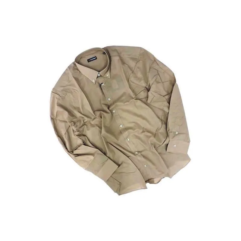 Camicia Taglie Forti Maxfort manica lunga in cotone fango