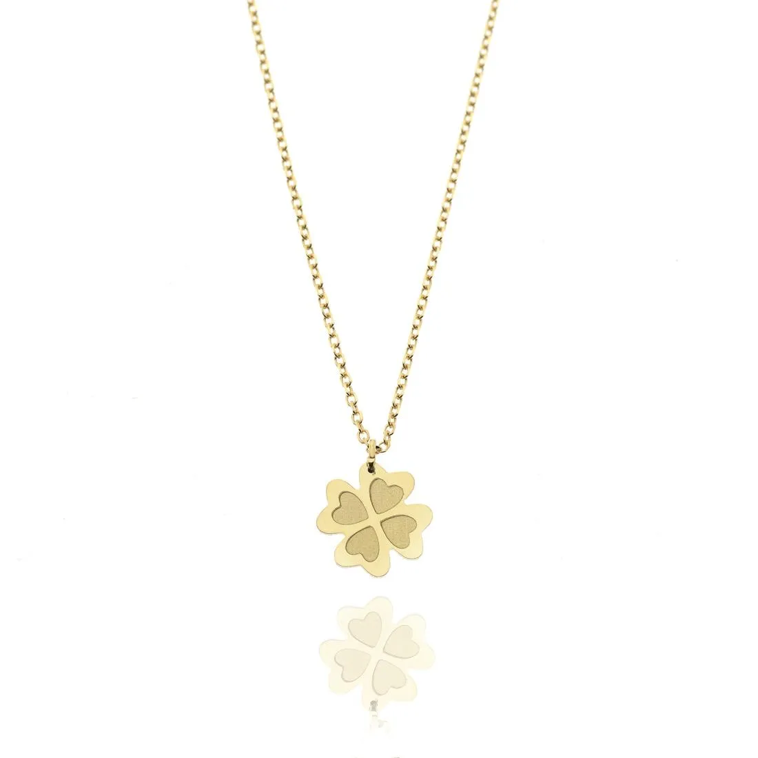 Collana in oro giallo 18 kt con ciondolo a forma di quadrifoglio
