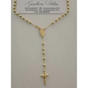 COLLANA ROSARIO Collier ORO GIALLO 18 Kt 750% CATENINA Uomo Donna Sfere Lucide