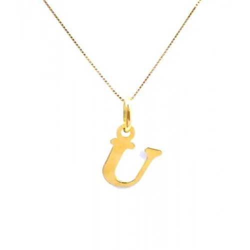 COLLANA UNISEX IN ORO GIALLO 18 KT CON LETTERA INIZIALE U