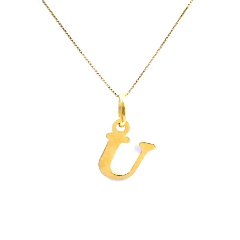 COLLANA UNISEX IN ORO GIALLO 18 KT CON LETTERA INIZIALE U