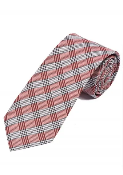 Cravatta extra lunga dignified line check rosso perla bianco