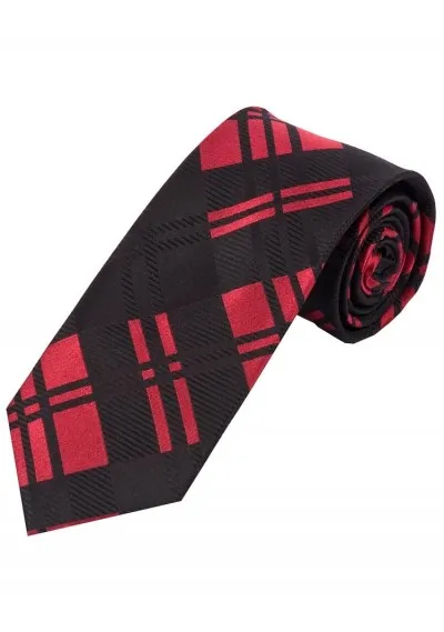 Cravatta lunga a quadri Business Nero Medio Rosso