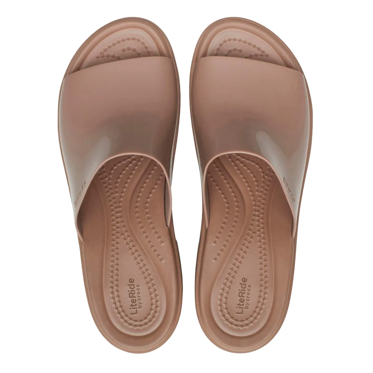 Crocs sandalo da donna con tacco Brooklyn Slide High Shine Heel 209709-2Q9 latte