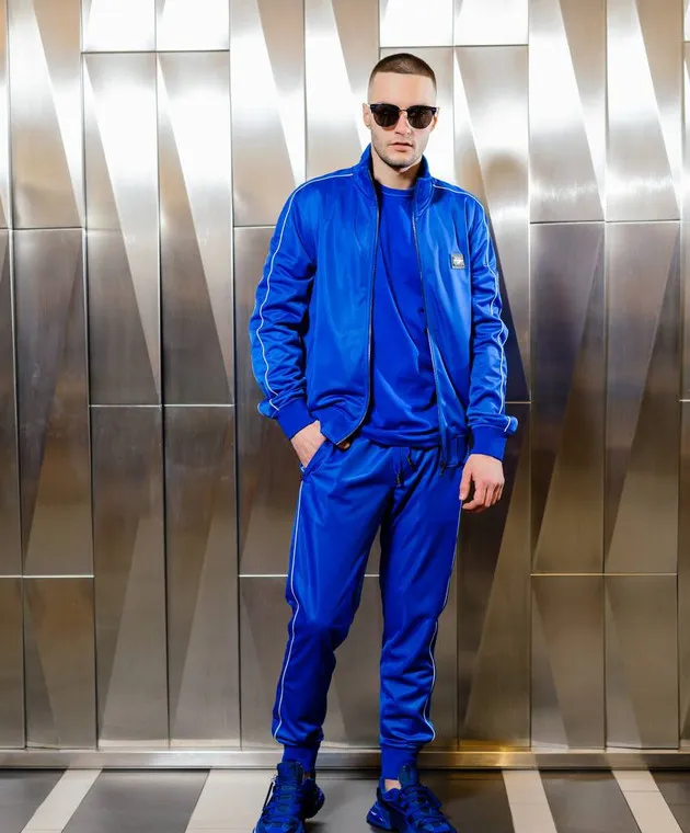 Dolce&Gabbana Joggers blu con patch logo GZ45ATHU7B0