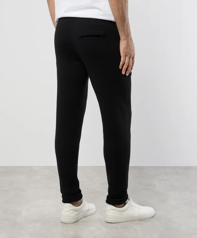 Dolce&Gabbana Joggers neri in lana e cashmere con logo metallico GXO34TJEMQ3