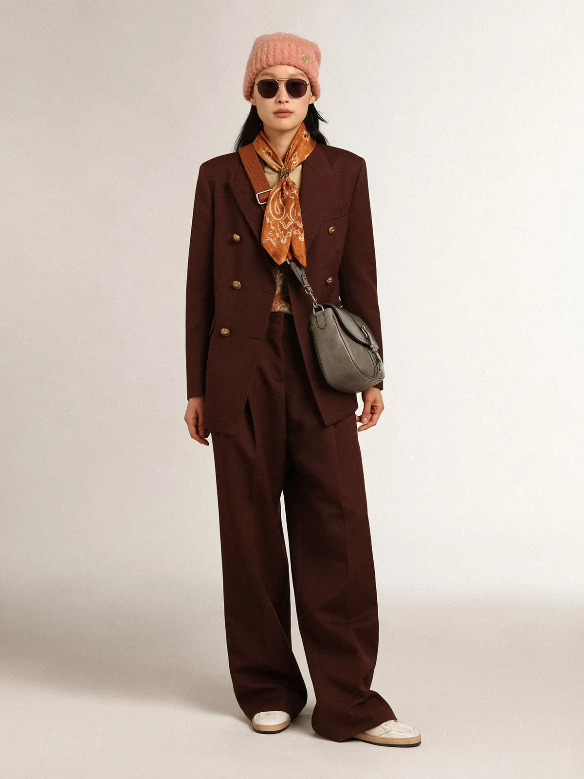 Francis Bag medium Donna in pelle grigio pietra