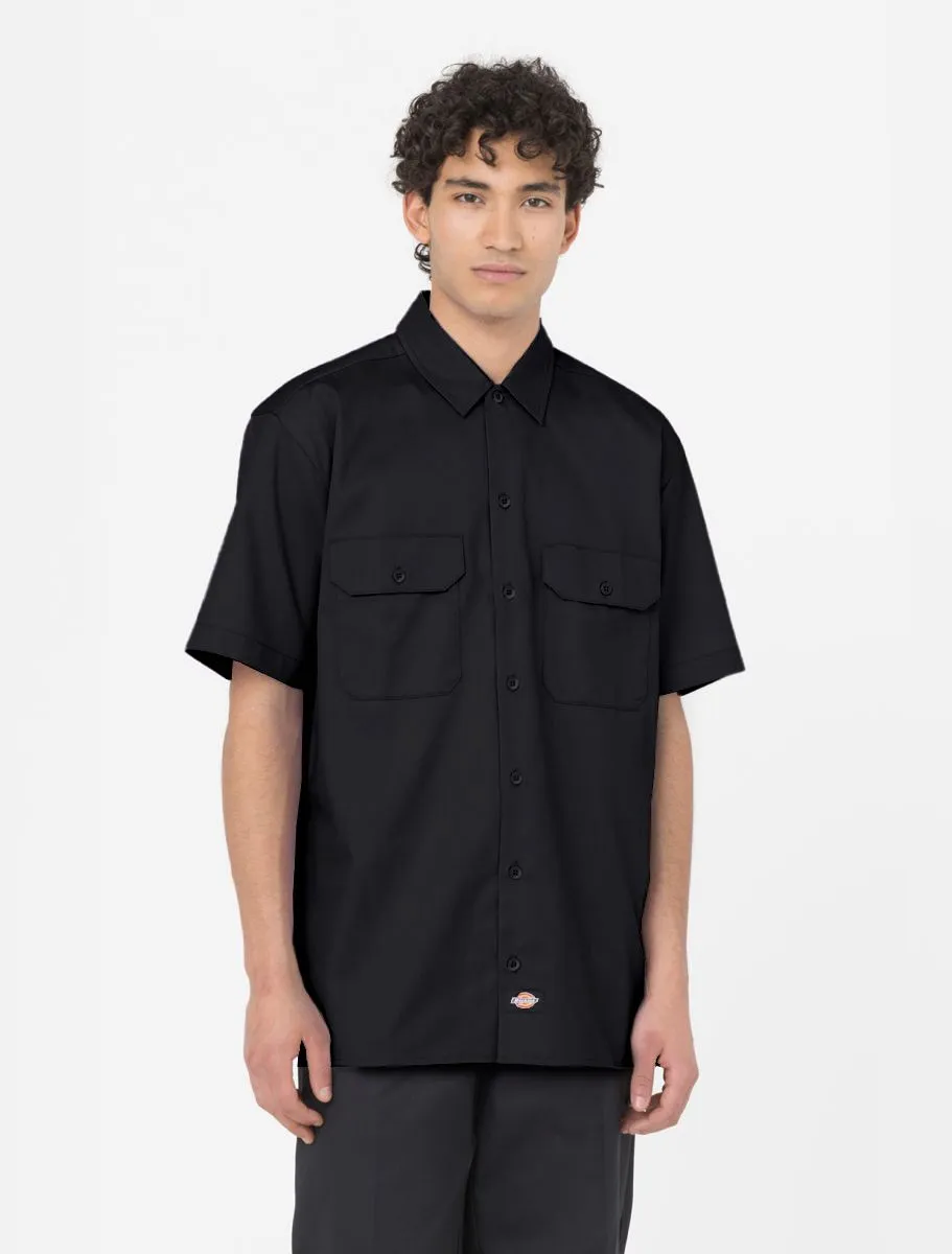 Half Sleeve Twill Shirt / Black