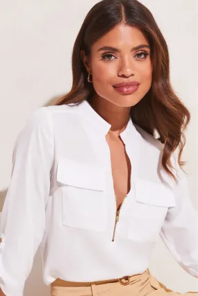 Lipsy - Blusa multitasche con zip sul davanti    