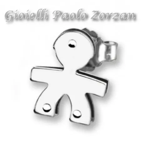 Mono Orecchino Le Bebè Al Lobo Maschietto In Oro Bianco Ref. Lbb051