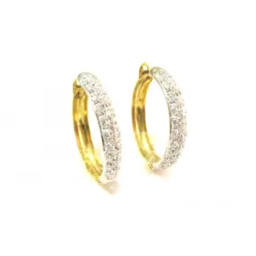 ORECCHINI CERCHI IN ORO GIALLO E BIANCO 18 KT CON ZIRCONI BIANCHI TAGLIO BRILLANTE