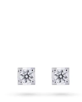 Orecchini oro bianco diamante solitario 4 griff 0,21ct Mirco Visconti
