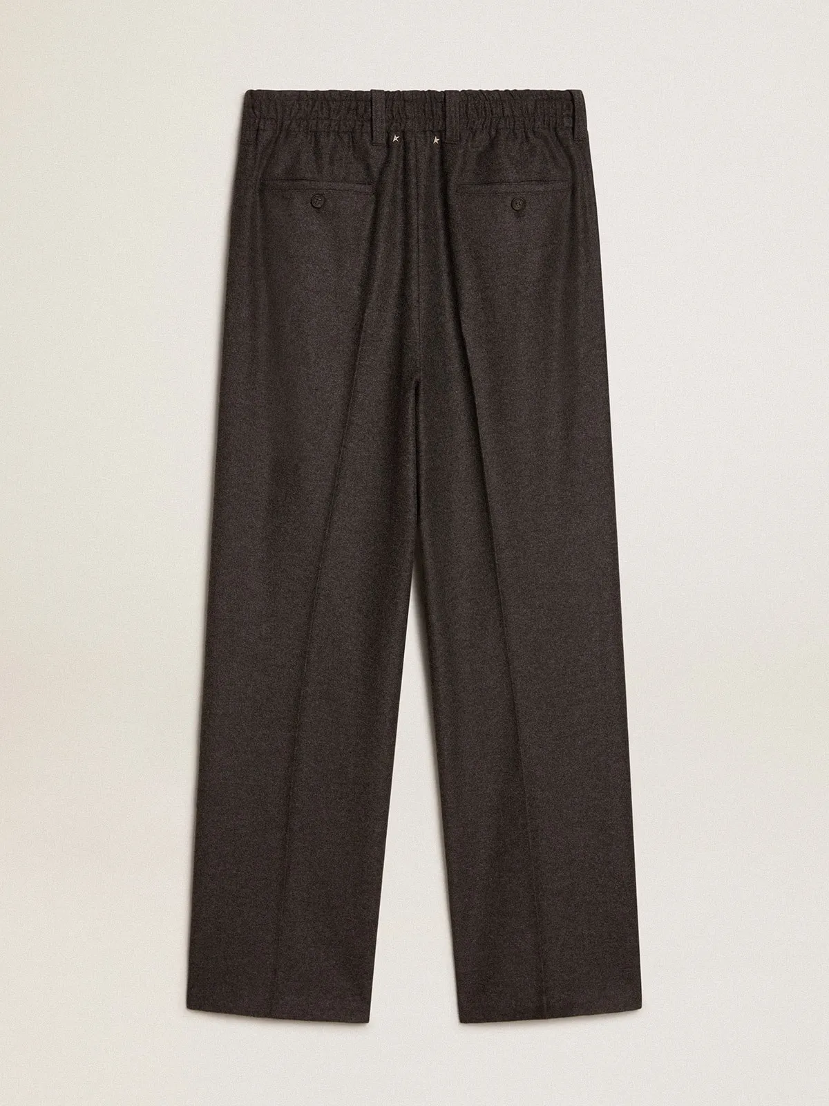 Pantalone in lana di flanella di colore grigio scuro