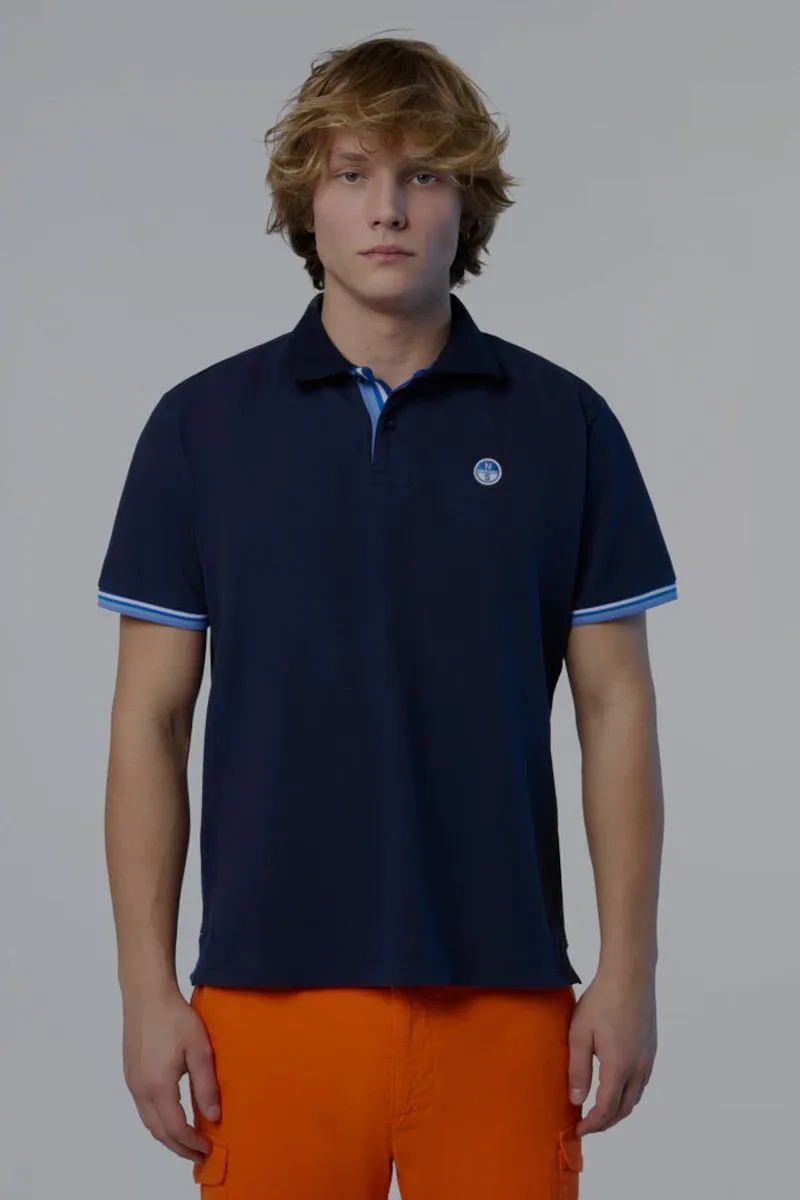 Polo con dettagli a righe uomo Blu