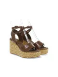 Sandalo con tacco Paloma Barcelò RIU MALORY in pelle e raffia marrone