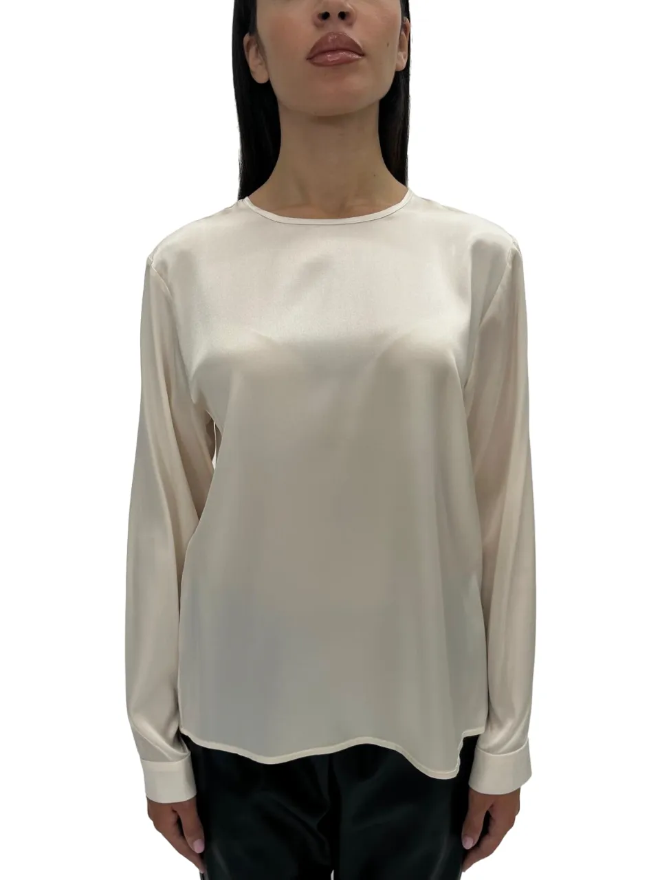 SOLOTRE   BLUSA PANNA IN SETA