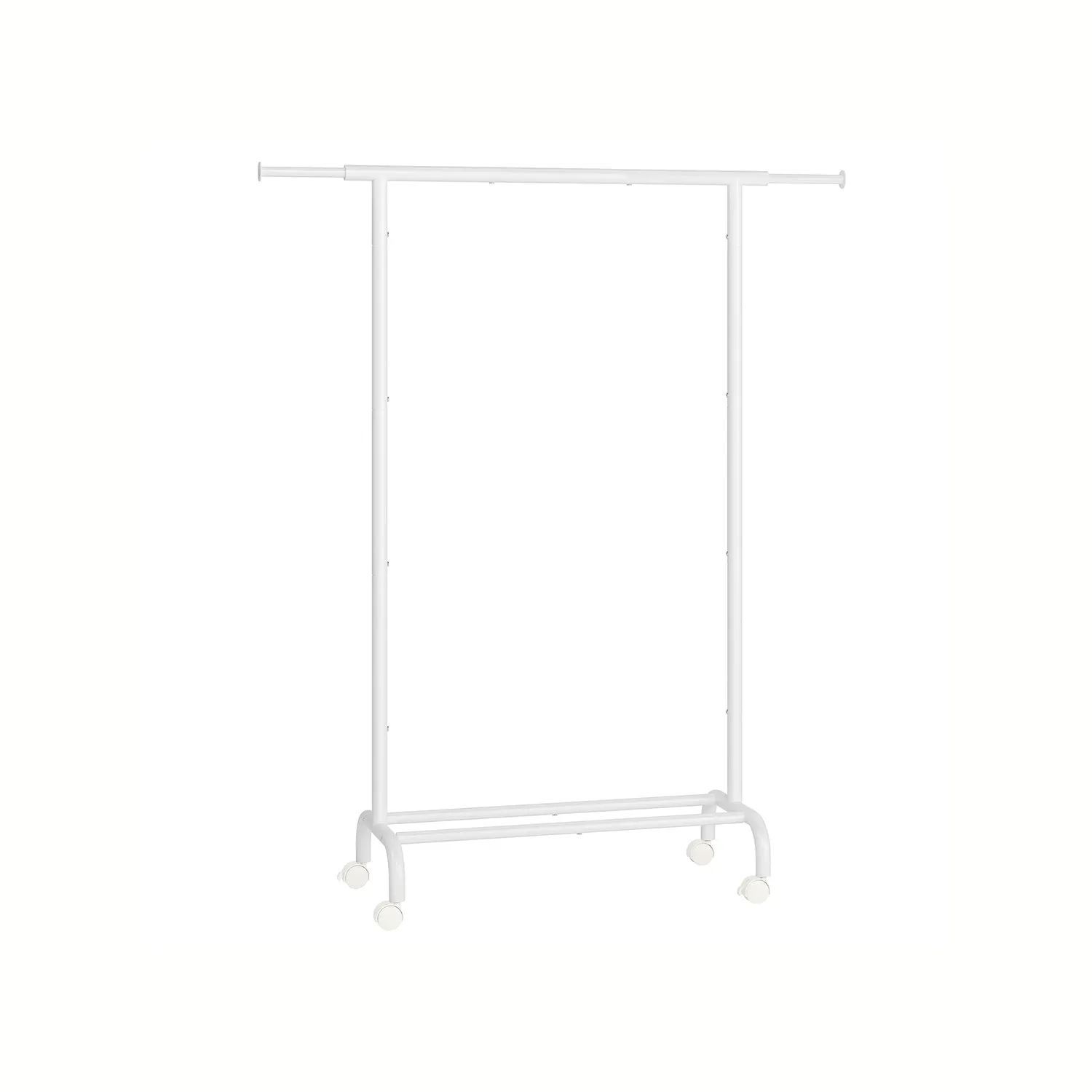 Stand Appendiabiti con Ruote Estensibile con Ripiano Portaoggetti Nero