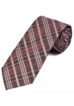 XXL Cravatta linea dignitosa check night nero bianco e rosso
